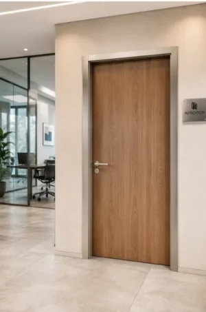 Bloc-porte stratifié âme pleine 1 vantail AFRIDOOR — vue en situation
