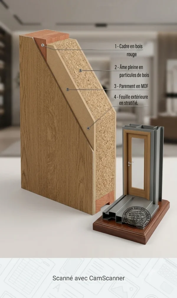Composition intérieure du vantail — porte âme pleine stratifiée AFRIDOOR
